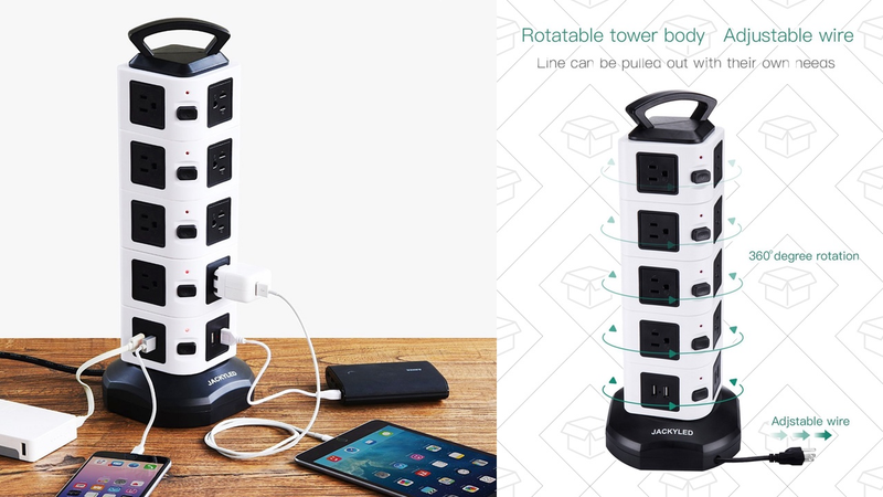 JackyLED 18-Outlet Vertical Power Strip | $25 | Amazon | Promo code LTC9MR54